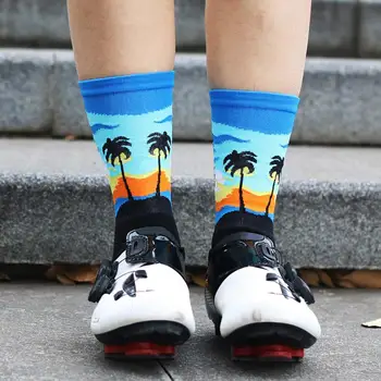 1 Чифт Средни Чорапи Случайни Жаккардовый Дизайн-горе Квалификация Широко Използвани Средни Чорапи за Колоездене, скално Катерене Чорапи за Колоездене Чорапи