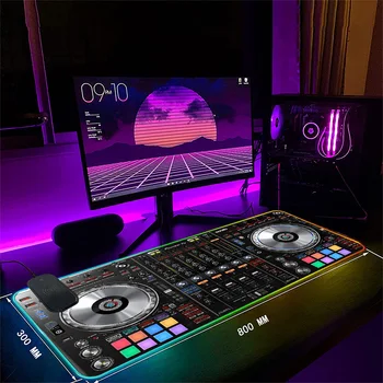 RGB Игри с Безжична Зареждане Подложка за Мишка Голям Размер, Цвят на Подсветка за Компютърна Игра Тенис на Клавиатурата Мат 7 Цвята Led Игри