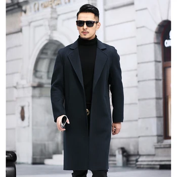 Мъжки Дълга Пролет-Есен 55% Wolle Облекло Модерен Официалната Бизнес-яке От Естествена Вълна Черен, Тъмно-син Цвят