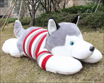 наполняющая играчка е прекрасен пуловер плат склонная куче хъски плюшен играчка мека възглавница, подарък за рожден ден w5386