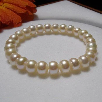 Нови Постъпления Уникални Перлени Бижута Бял Цвят, 100% Натурална Пресноводная Перлата На Еластична Гривна Модерен Женски Подарък