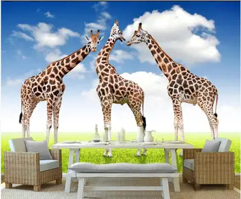 Потребителски стенописи 3d фото тапет Модерна трева жираф пейзаж начало декор хол тапети за стените, 3 d, на роли