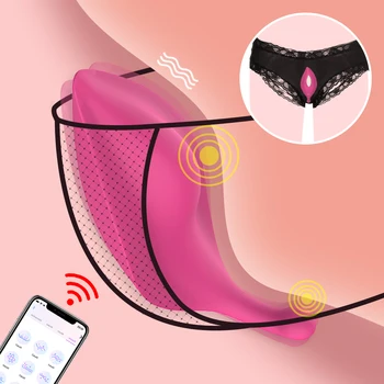ПРИЛОЖЕНИЕ Bluetooth Вибриращ Колан Пеперуда Носене Вибратор За Жените Стимулатор на Клитора Безжично Дистанционно Управление Секс Играчки